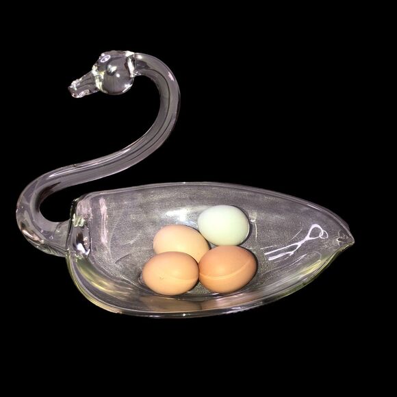 Vintage Duncan & Miller Elegant Glass Swan Dish, Centerpiece, HandShaped Glass - Picture 3 of 9